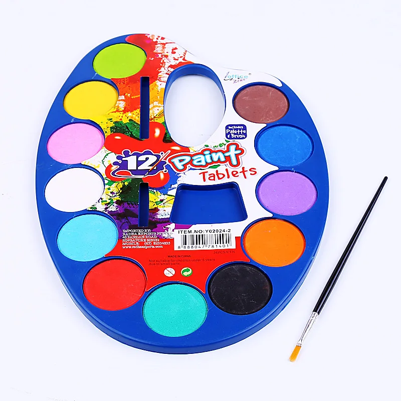 Quality 12 Colors/set Horseshoe Powder Solid Pigment Watercolor Art Environmental Friendly Children's Painting