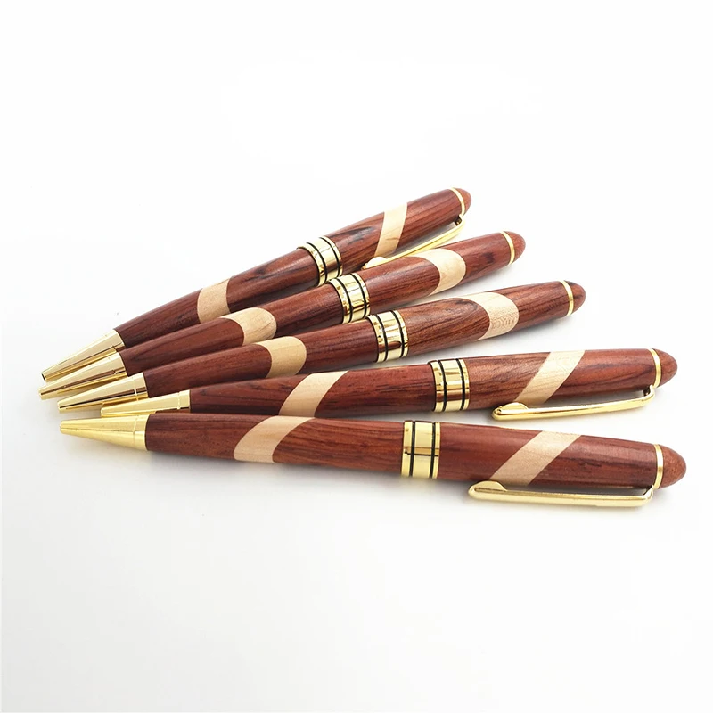 Creative Luxury Rosewood + Maple Wooden Ballpoint Pen Natural Color 0.5mm Black Ink Pen for Business and Office & School as Gift