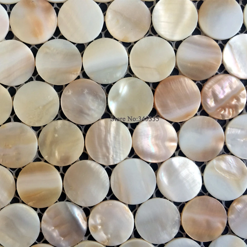 Natural penny round shell mosaic mother of pearl tiles decoration wall bathroom kitchen backsplash wallpaper tile