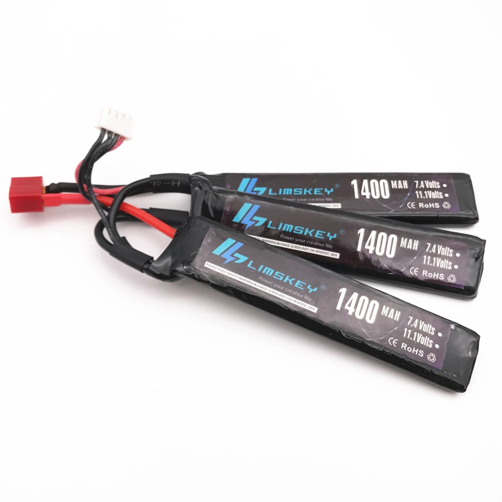 Limskey Power Polymer Lipo Battery 11.1V 1400mah 25C 3S T Plug For Mini Airsoft Guns Battery RC Model Bateria