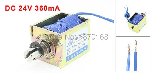 JF-1250B DC 12V DC 24V 360mA Push Pull Type Open Frame Solenoid Electromagnet 10mm 60N 13LB