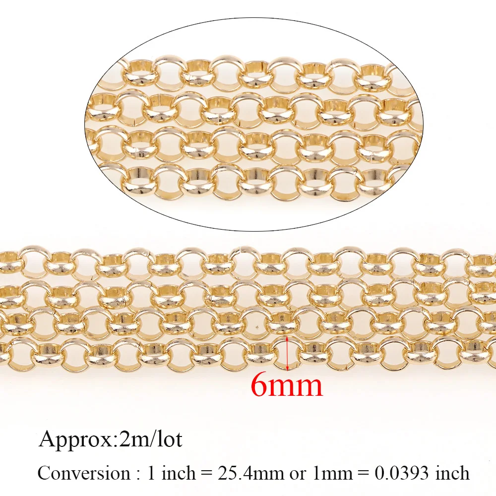 5 6 7 8 10mm Link Opened Aluminum Rolo Chains Loop Link Metal For Accessories Bracelet Necklace Cable  Diy Jewelry Findings