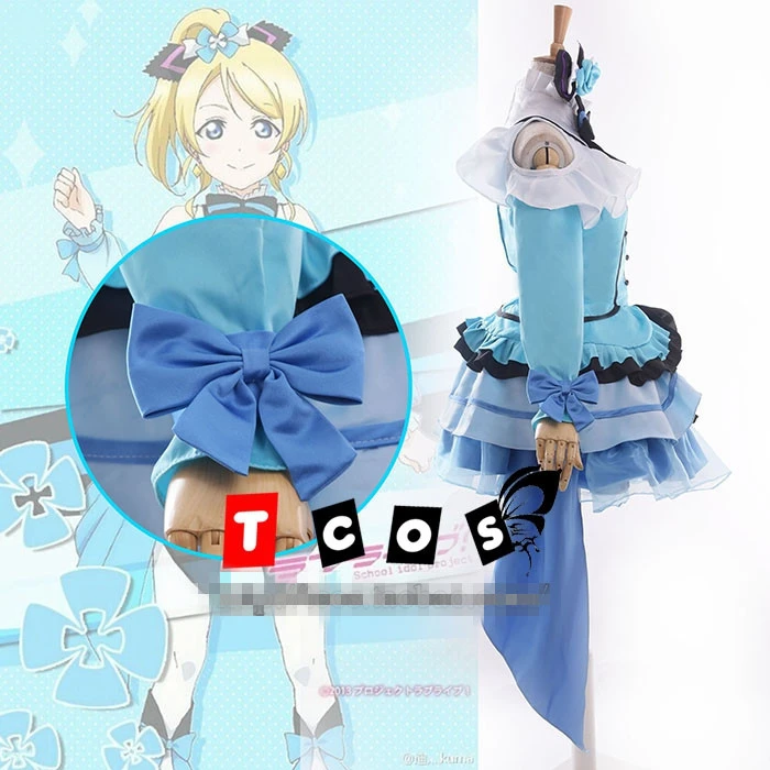 Love Live Season 2 Kira-Kira Sensation Ayase Eli Cosplay Costume Stage Dress Custom-Made Free Shipping B