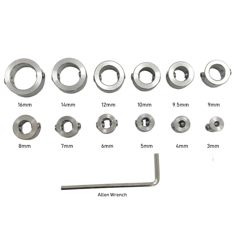 Woodworking Drill Stop Collar Set 3mm-16mm Drilling Bit Depth Stopper Ring Stainless Steel High Quality