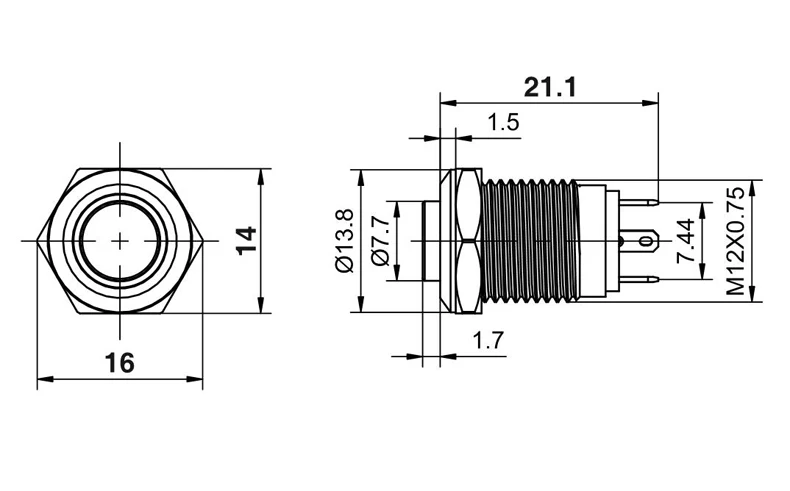 12mm High Round Waterproof Momentary Stainless Steel Metal Push Button Power Switch LED Light Shine Car Horn 3V 5V 12V 24V