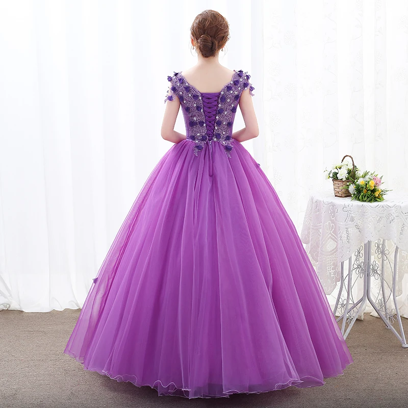 100%real luxury purple violet barcoque cosplay ball gown medieval dress Renaissance gown queen Victorian Belle Ball gown