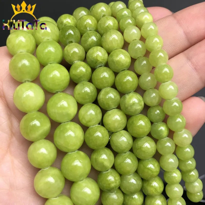 Natural Stone Beads Lemon Green Jades Round Loose Spacer Beads For Jewelry Making 6/8/10mm DIY Handmade Bracelets 15''Strand