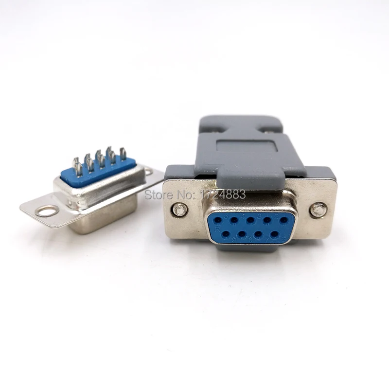 DB9 serial adapter connector Plug D type RS232 COM 9 pin hole port socket female&Male Screw installation + shell DP9