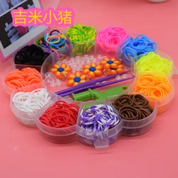 600PCS 12 Color Loom Bracelet Toys For Children Rubber Band Kits Craft Toy 1Hook Colorful DIY Loom Bracelets Girl Hair Band Gift