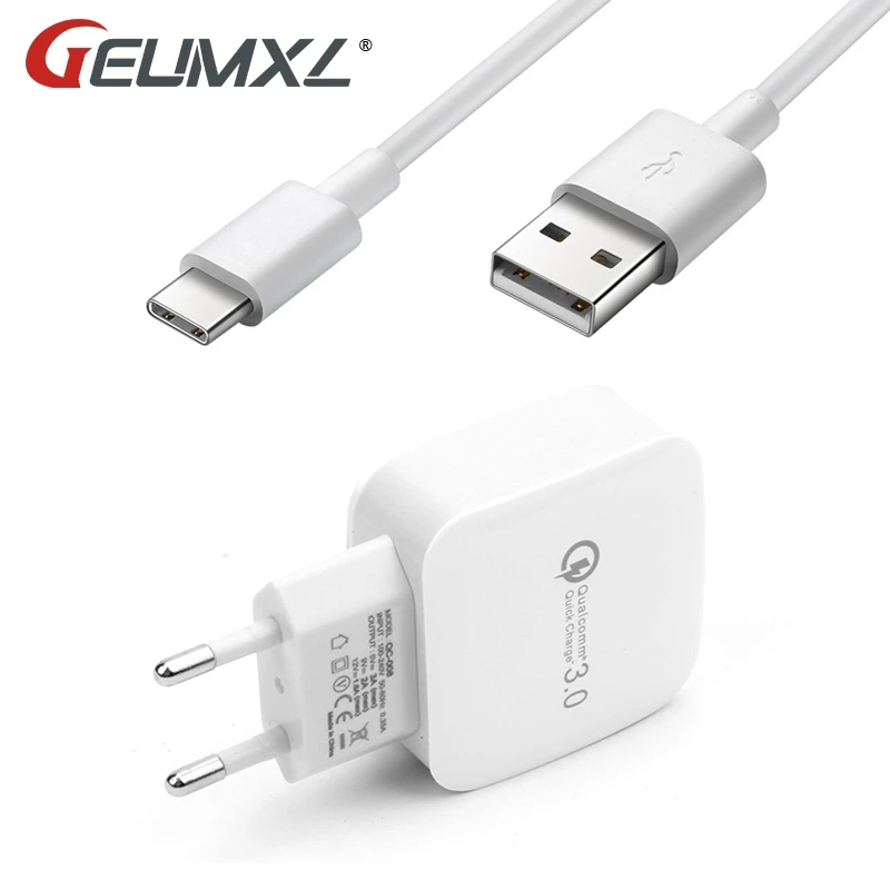 GEUMXL 5V 3A Quick Charge 3.0 Wall Charger + 3FT USB Type C Cable For Samsung Galaxy S8 Plus A3 A5 A7 2017 Nokia Lumia 950XL