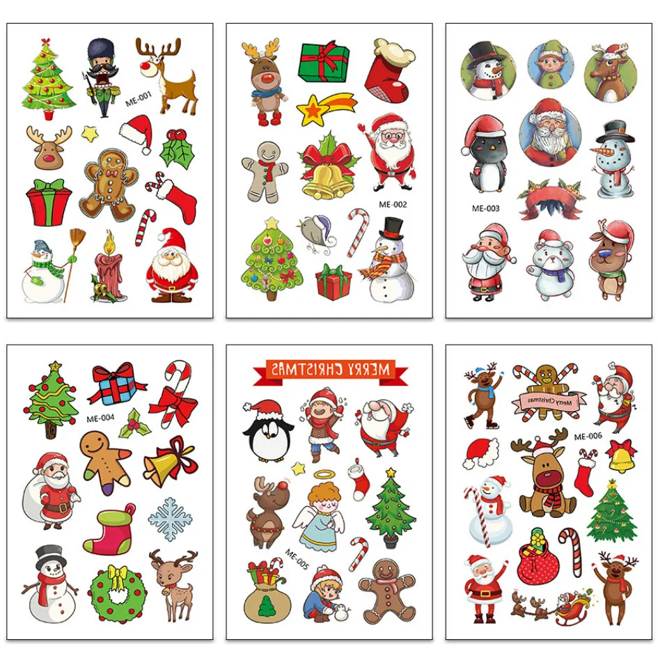 200PCS Children Health Christmas Body Tattoo Kids Arm Temporary Tattoo Sticker Waterproof Tatuajes