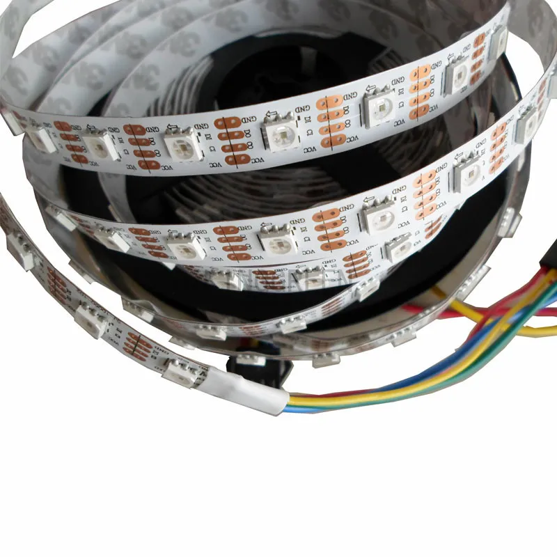 

5mX Full color SK9822 DC5V input 5050SMD RGB digital flexible led strip light 30/32/48/60/72/144LED/m WHITE PCB