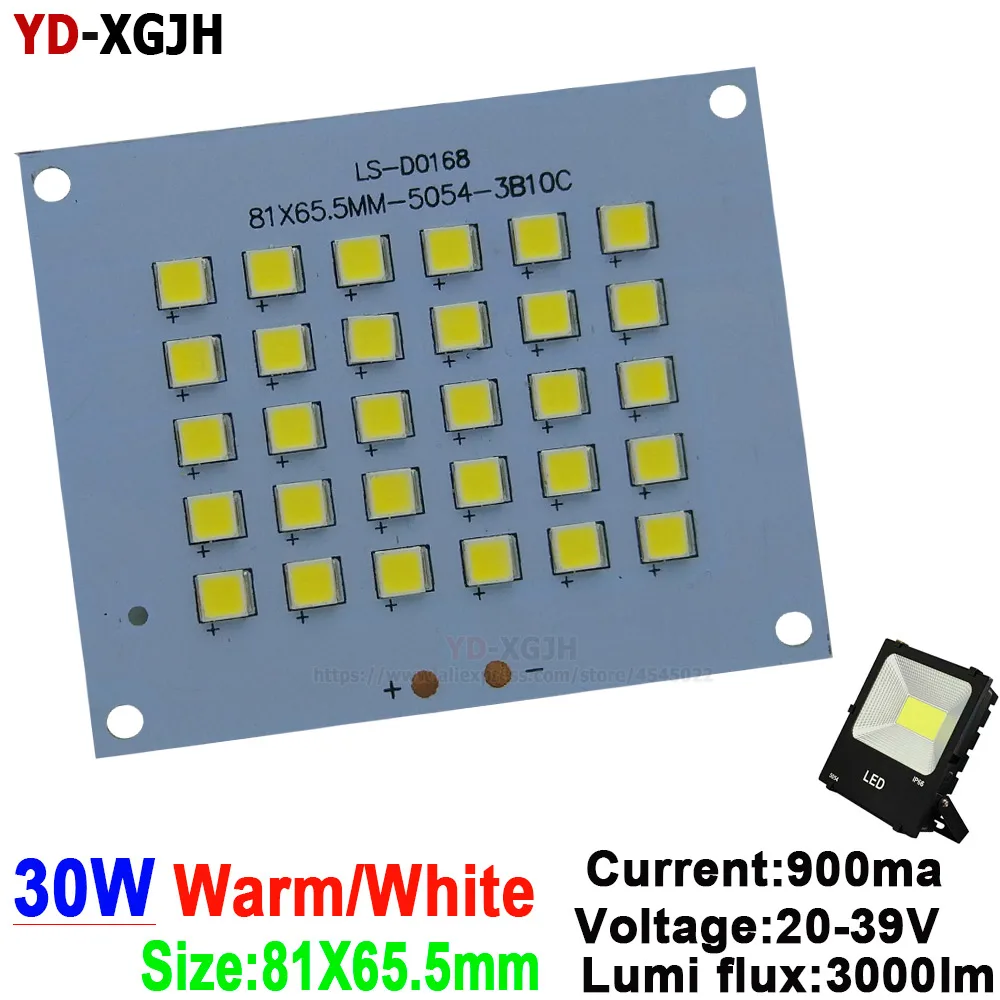 

30W SMD5054 LED chip100% Full Power White Led floodlight pcb board 3000lm lighting source aluminum for floodlight Accessories