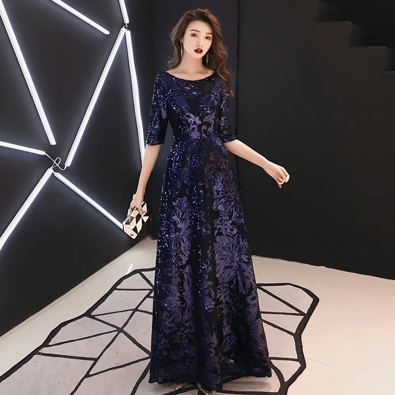 weiyin Gold Evening Dresses 2023 Elegant Sequined Evening Gowns Long Formal Evening Dress Styles Women Prom Party Dresses WY1357