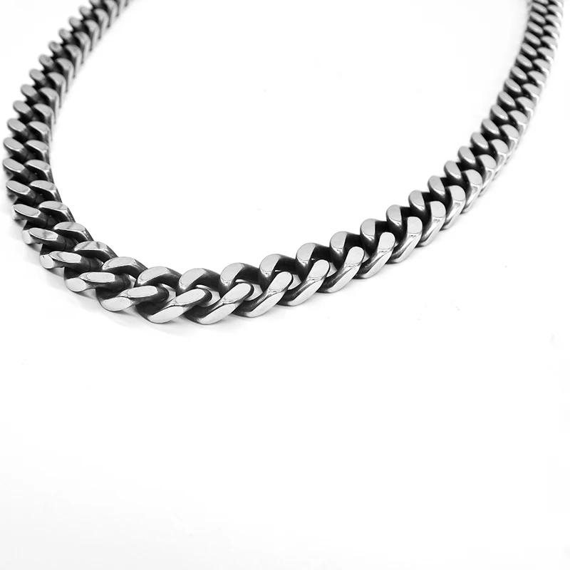 AMUMIU Antique Finished Stainless Steel Necklace Link Chains Cuban Long for Woman Man HZN181