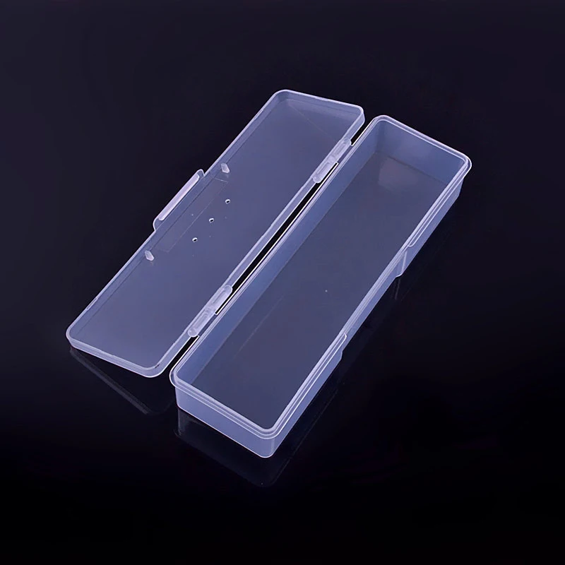 1pcs Transparent Rectangle Nails Storage Box Buffer File Nail Art Rhinestones Decorations Jewelry Nail Art Equipment Tools Case