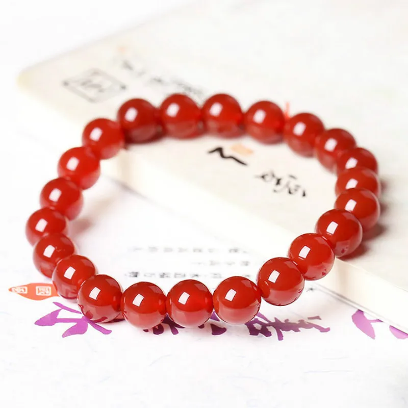 Charm Natural Stone Beads 6mm 8mm 10mm 12mm Red Agat Beaded Bracelet for Women Man Stretch Yoga Jewelry Best Friend Gift