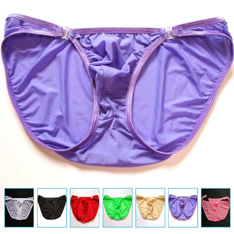 2019 men underwear Removable Button Sexy Mens Silk Briefs Hot Man Panties Jockstrap Ultra-thin Underpants gay underwear briefs