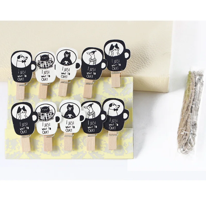 10 pcs 35x7mm DIY Mooie Houten Wasknijpers Wasknijper Clips Office Party Decoratie Accessoires Foto Opknoping Pinnen multifunctionele