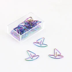 TUTU Metal sailing boat Shape Paper Clips rainbow Color Funny Kawaii Bookmark Office School Stationery Marking Clips H0156