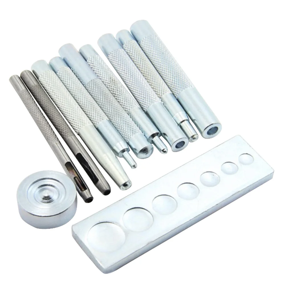 11-teiliges Locher-Set aus Leder, Locher-Knöpfe-Set, Druckknöpfe, Nieten und Ösen, Drucknieten-Setter, Basissatz-Set, Druckniete – Detail 2