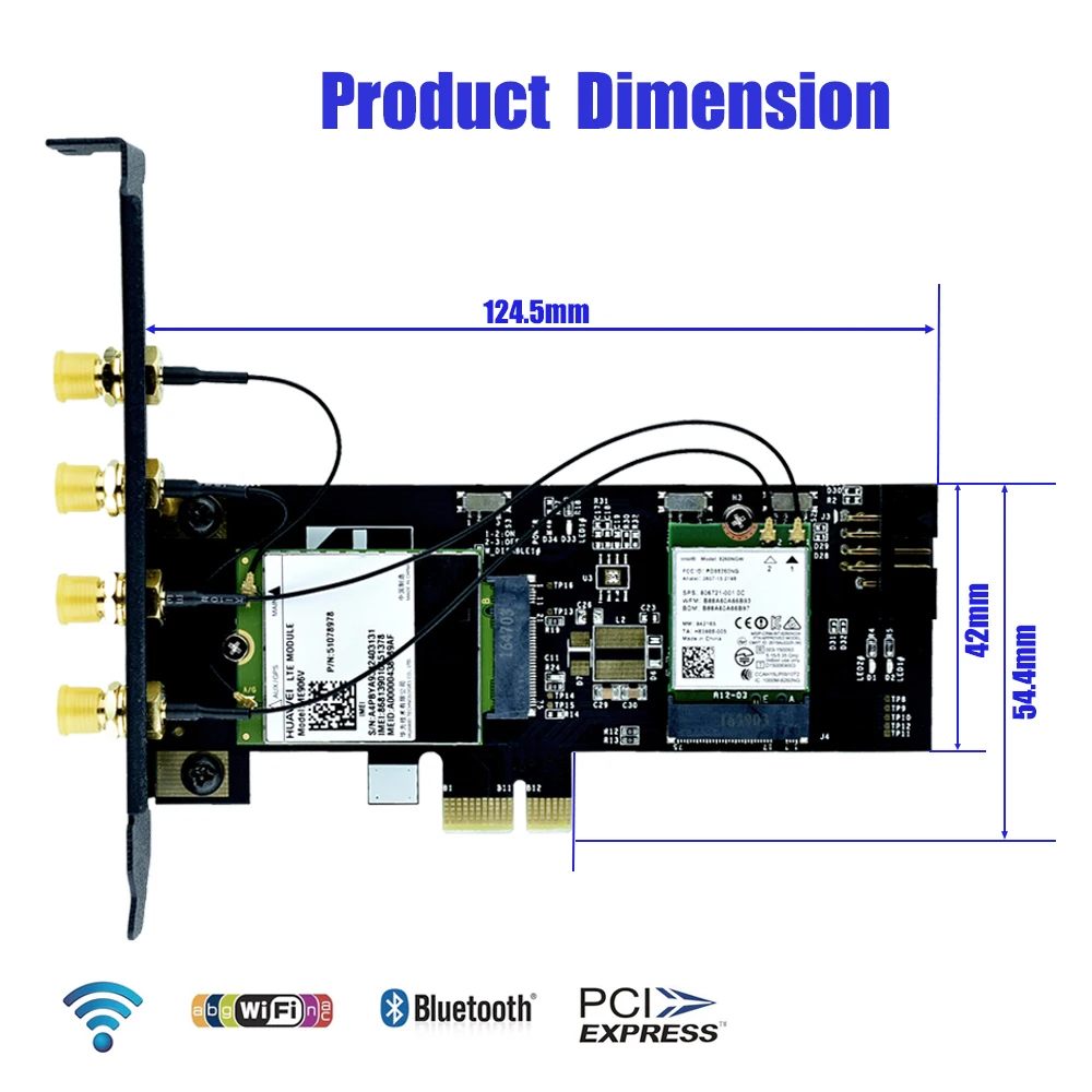 PC Wifi Adapter NGFF M.2 Key B and Key A to PCIe X1 Network Card with SIM Card Slot 5dBi WiFi Antenna for 3G/4G Module WiFi Card