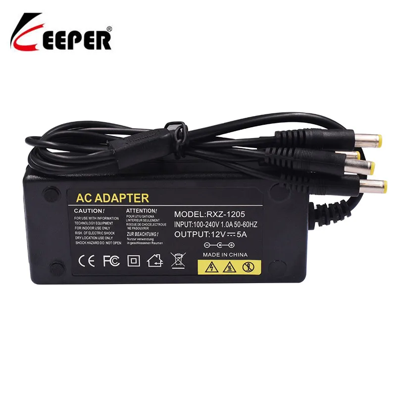 

DC 12V 5A Power Supply Adapter With DC 1 To 5 Power Splitter Cable 1 Female to 5 Male LED Lamp For CCTV Cameras