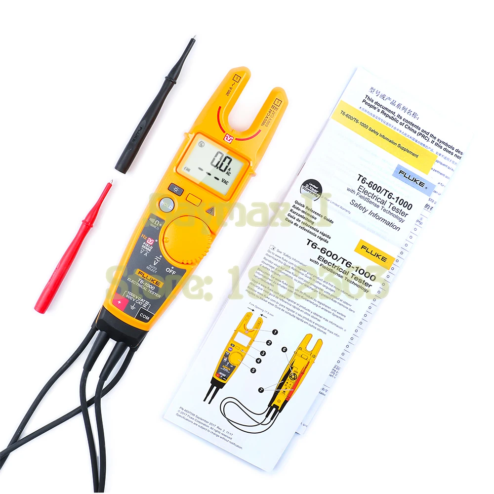 Fluke T6-1000 Non-Contact AC True RMS Voltage/Current Clamp Meter with Hz, Resistance Test