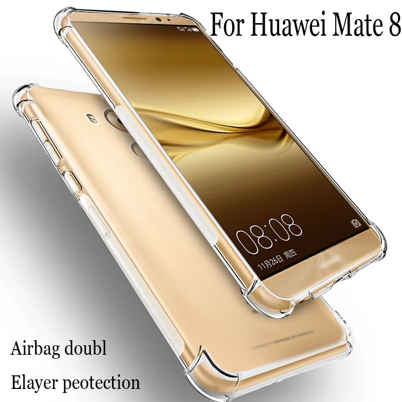 For Huawei Mate 8 Air Cushion Case Clear Crystal Soft Silicone TPU Shockproof Full Protection Phone Cover For Huawei Mate8  Case