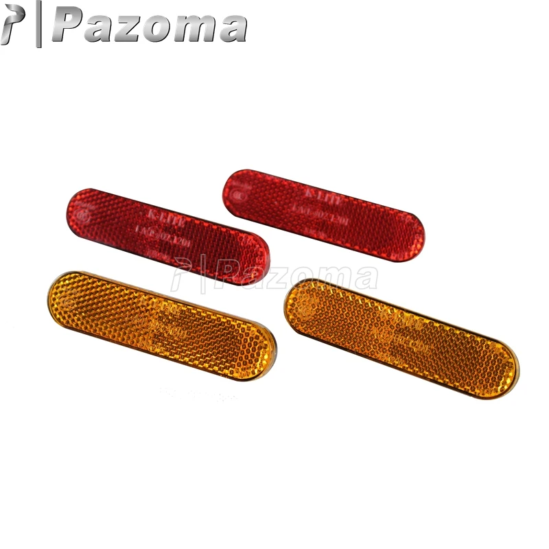 Pazoma New 2pc Plastic Motorcycle Red Yellow Oval Safety Reflector Strips Stick ATV Dirt Bikes