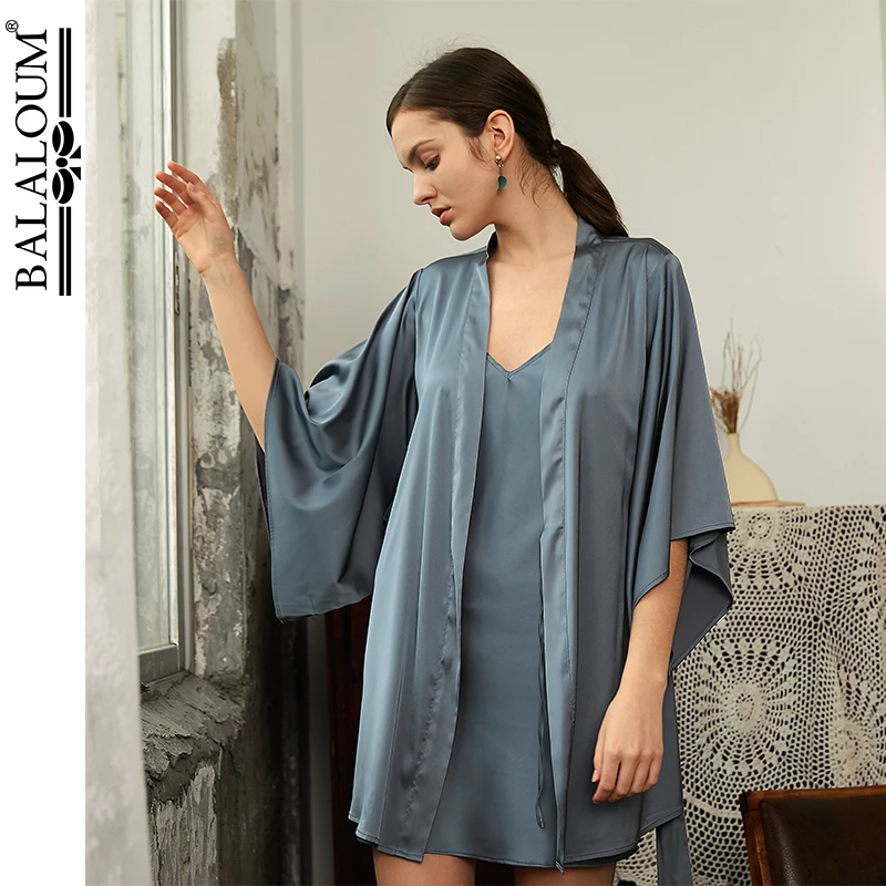 BALALOUM New Arrivals Women Red Robe Silk Sexy Kimono Nightgown Nightdress Wedding Bridal Party Bath Robes Gift High Quality