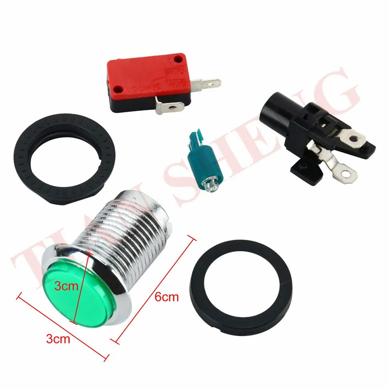 10Pcs/Lot Chrome Plating 12V 32mm LED Illuminated Push Buttons with Micro Switch for Arcade Machine Games Mame Jamma Parts