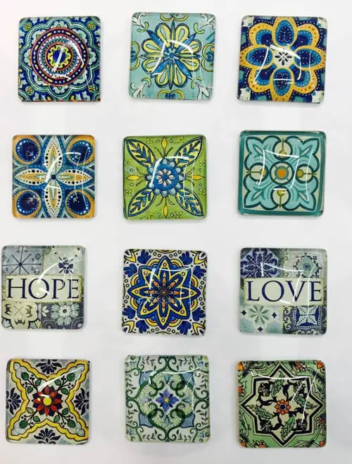 20mm 25mm Random mixed Square Flower Hope Love Glass Cabochon Flatback Photo Base DIY Jewelry Making accessory by pair 10pcs