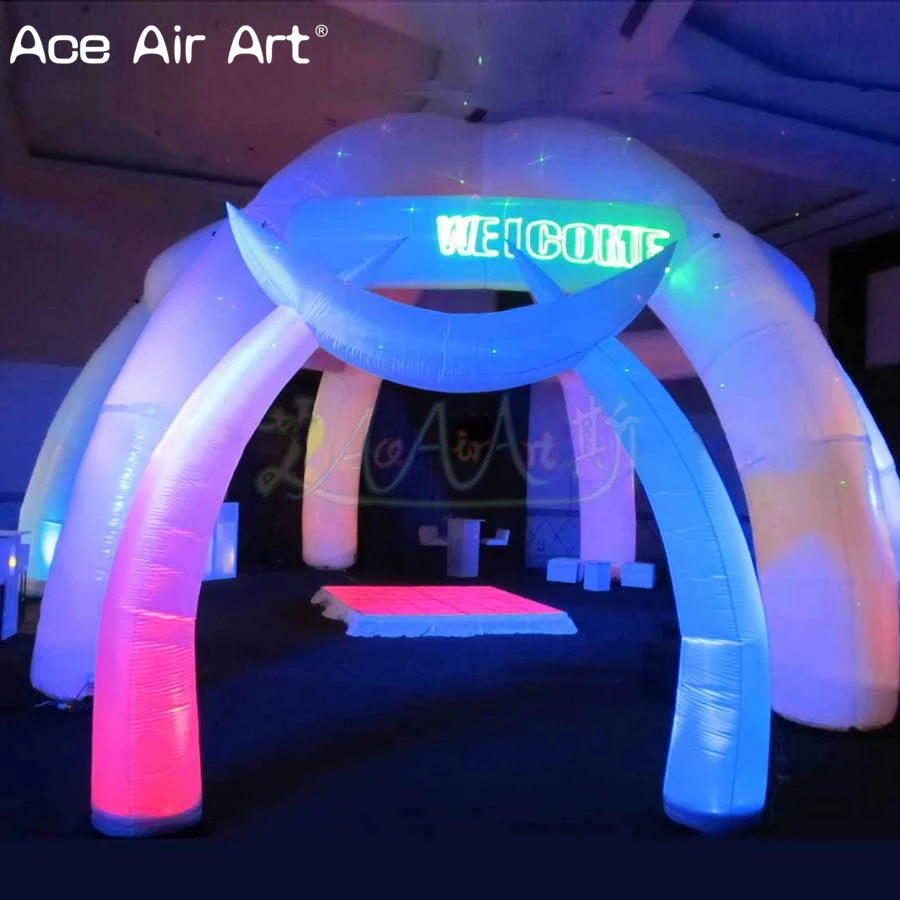 New design glowing inflatable archway/entrance,led door structure with base blower for wedding and promotion