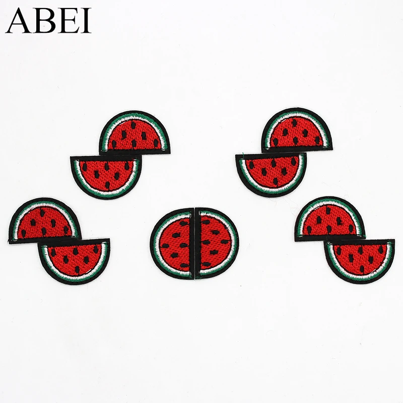 10pcs/lot Cartoon watermelon Patch Iron-on Embroidered fruit stickers DIY Appliques Handmade Pacthwork Garment Accessories