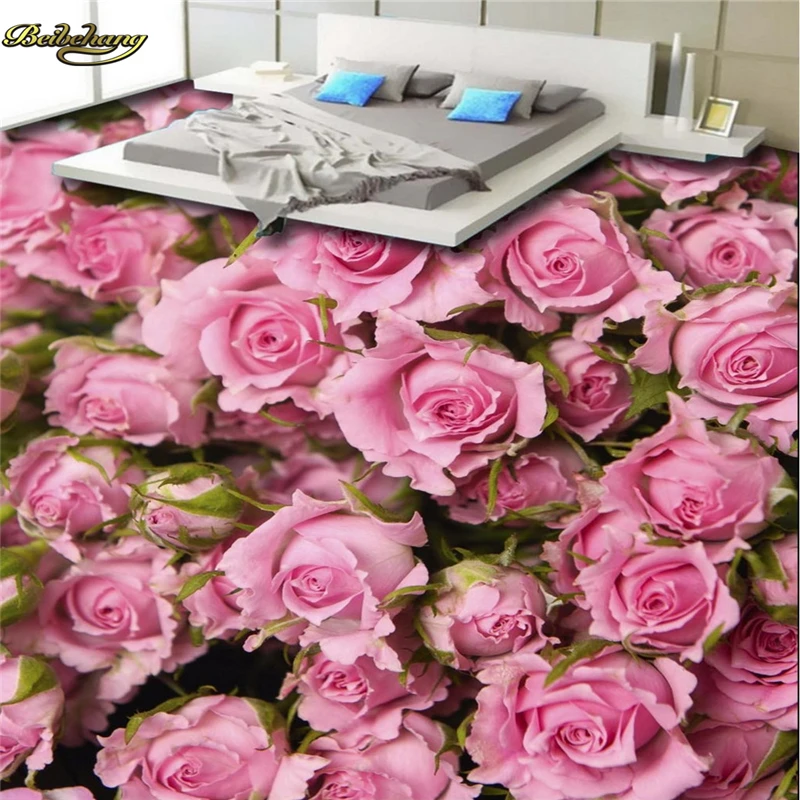 

beibehang Custom Photo Floor 3D Floor Painting Wallpaper A Beautiful Rose Sea Living Room 3D Floor Painting papel de parede