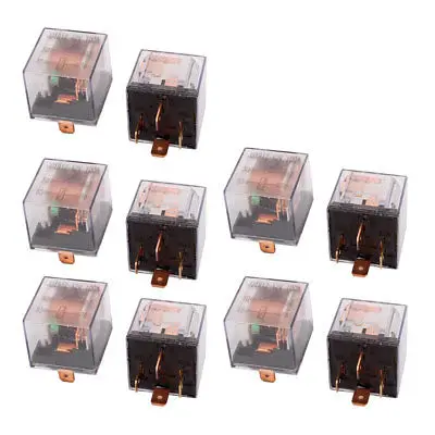 

DC 12V 100A 4 Pins SPST Clear Shell Green Light Car Automotive Alarm Relay 10pcs