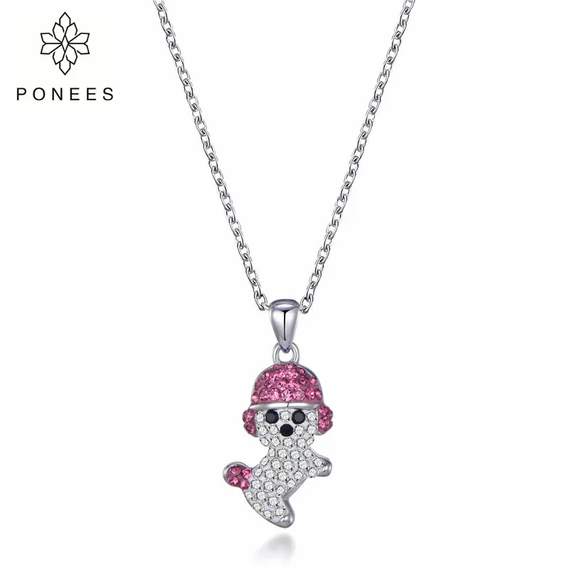 PONEES Dog Statement Necklace Austria Crystal Chihuahua Westie Pet Dog Puppy Pendant Necklace For Women