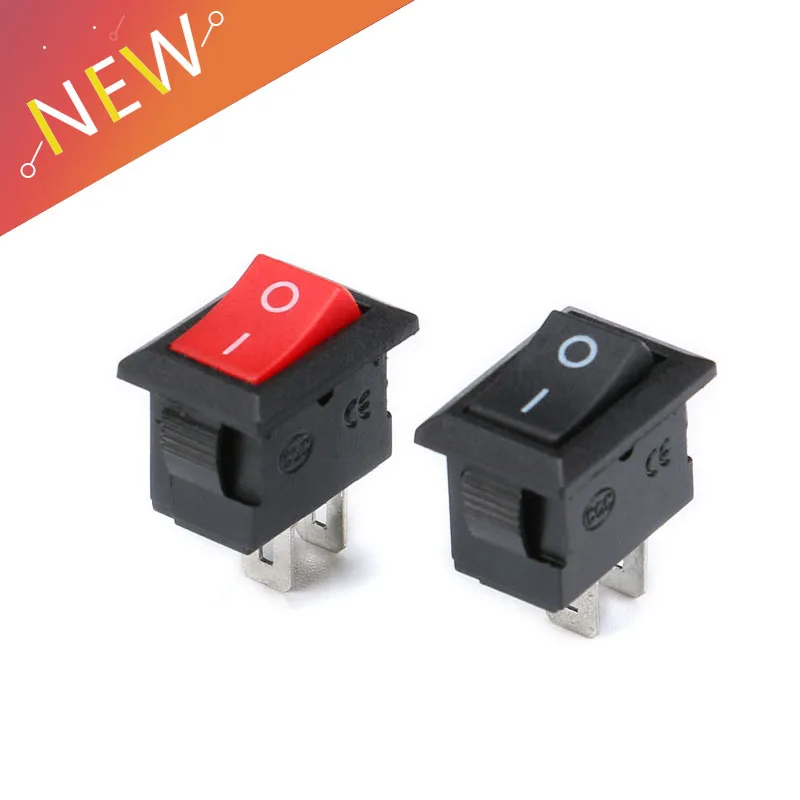 

50 шт., кнопочный переключатель 10x15 мм, SPST 2Pin 3A 250V KCD11, кнопочный переключатель 10 мм * 15 мм, черный, красный