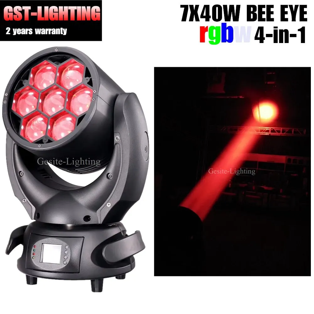 free shipping 2pcs/lot Disco light 7x40w 4in1 Beam Bee Eye 7pcs Mini Led Moving Head Light