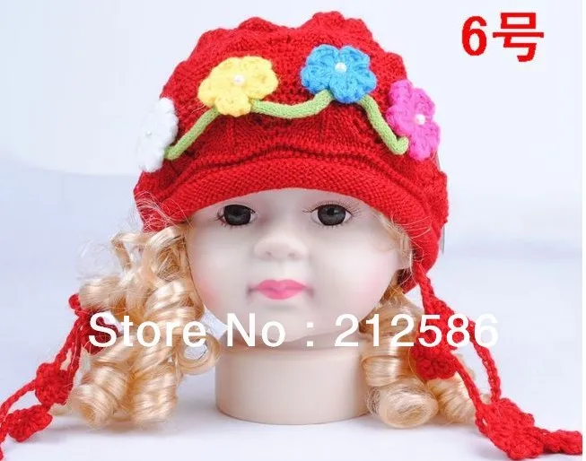 Free shipping wholesale 5pcs/lot super nice baby warm winter caps beautiful baby girl spring hat Infant warm knitted autumn hat