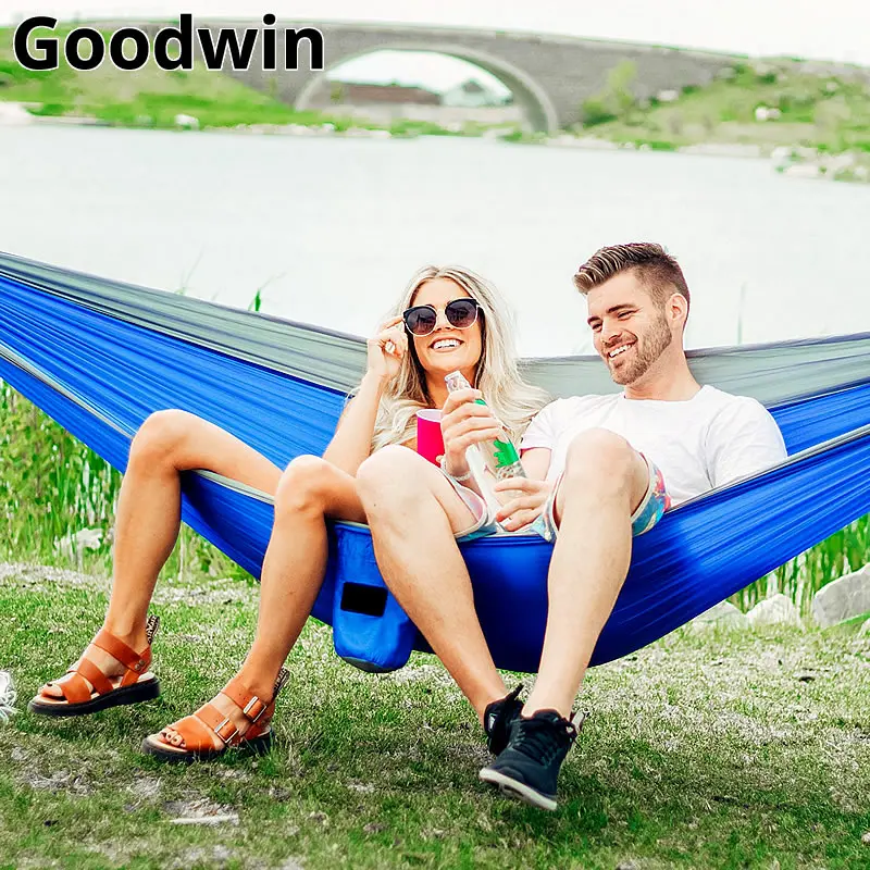 Furniture Double Hammock Garden Swing Carbine Camping Hammock Swings Outdoor Swing Garden Bed Outdoor Hammock Parachute Fabric