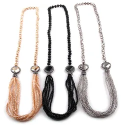 Fashion Bohemian Tribal Jewelry Glass Crystal Knotted Paved Distorted Crystal Multi Mini Crystal Necklaces