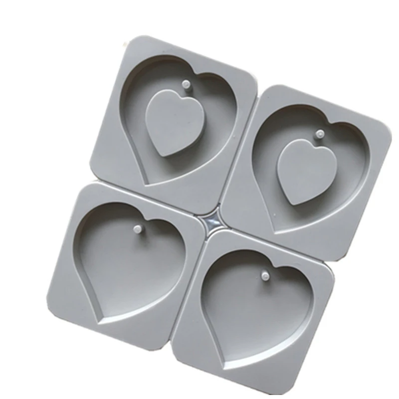 DIY Silicone Love Heart Shape Aromatherapy Wax Mold 4 Cavity Perfume Soap Resin Craft Mould Handmade Tool  H501