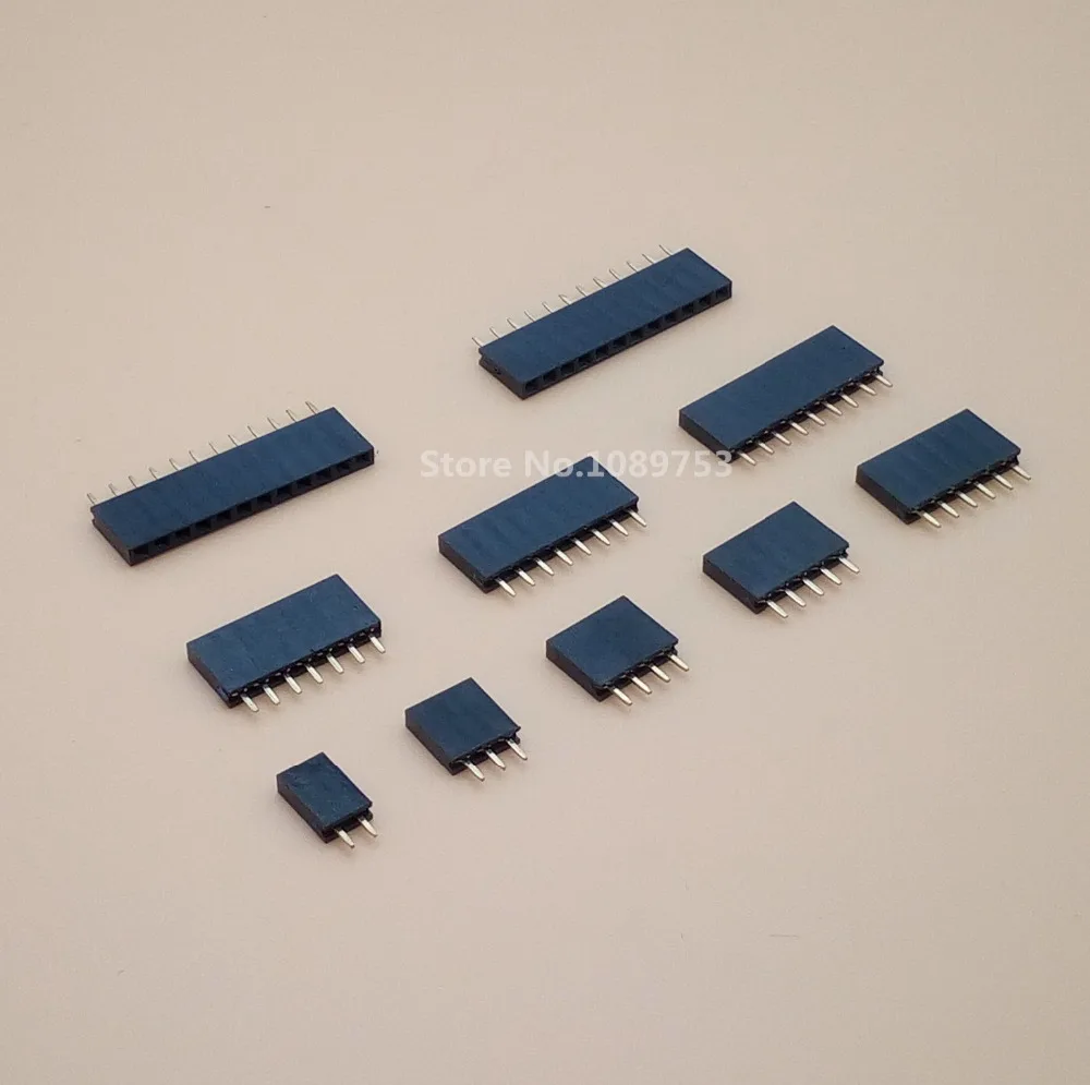 50Pcs Pitch 2.54mm 2P 3P 4P 5P 6P 7P 8P 9P 10P 12P 20P 40 Pin Stright Female Single Row Pin Header Strip PCB Connector