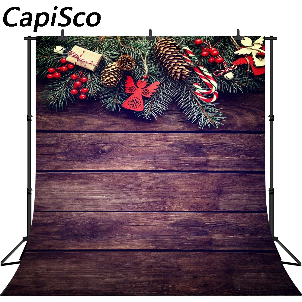 

Capisco Christmas Photography Backdrop Xmas Vintage Wood Wall Background for Kids Portrait Photo Studio Booth Photobooth