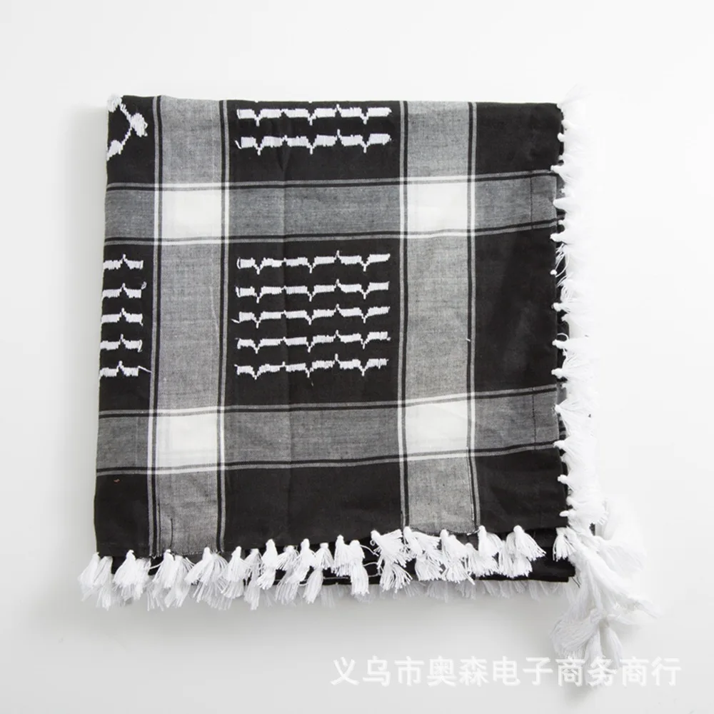 Arab Scarf Shawl Keffiyeh Wrap Shemagh Scarf Mask Cycling Shawl Neck Cover Man Woman Hiking Sunshade Head Wrap