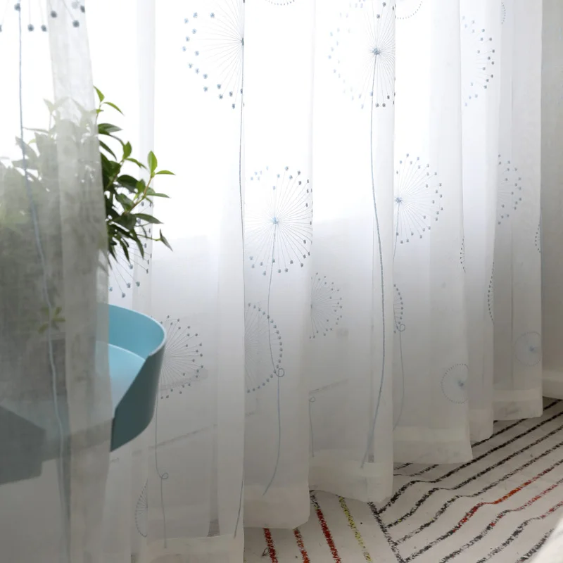 CITYINCITY White Curtains For livingroom elegant Embroidered Curtain for Kitchen modern Dandelion ready made curtain Customized