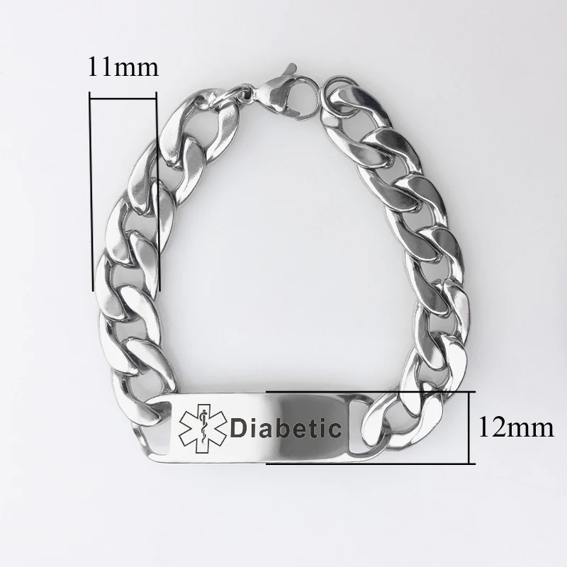 Engraving Diabetes Name Disease Medical Bracelet Men\'s Bracelet Jewelry