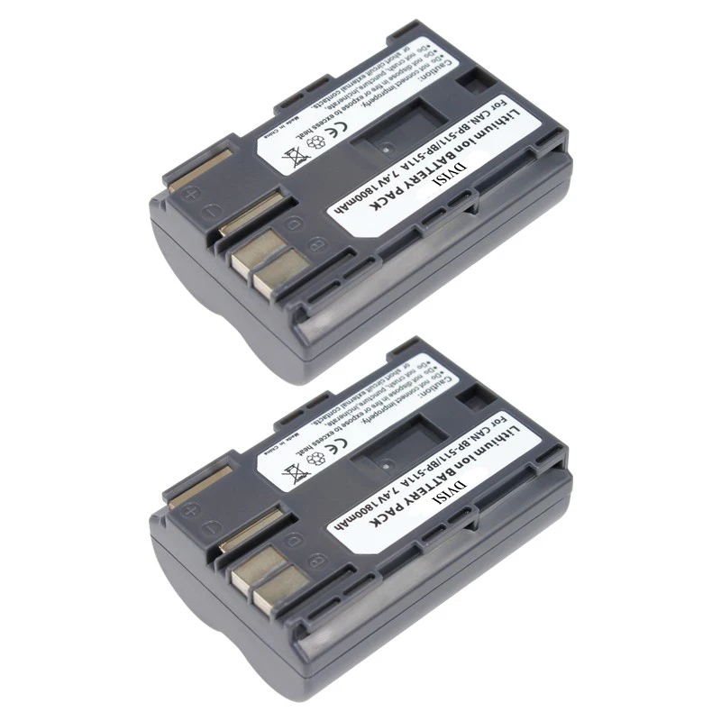 2Pcs/lot 7.4V 1.8Ah BP-511A Batteries BP 511A BP511 A 511 Camera Battery For Canon EOS 300D 10D 20D 30D 40D 50D D30 D60 5D G6